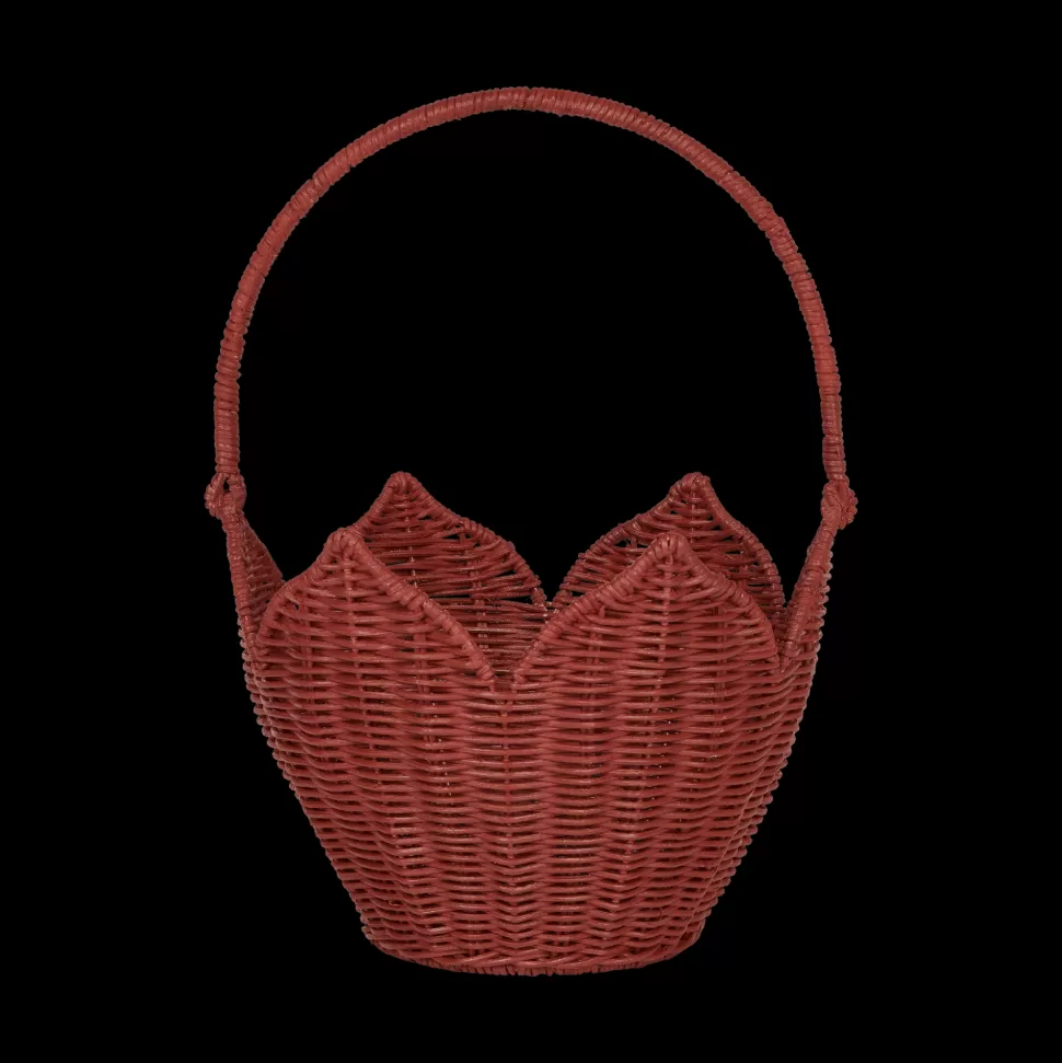Kids Olli Ella Outdoor Play | To Carry<Rattan Poinsettia Carry Basket - Red