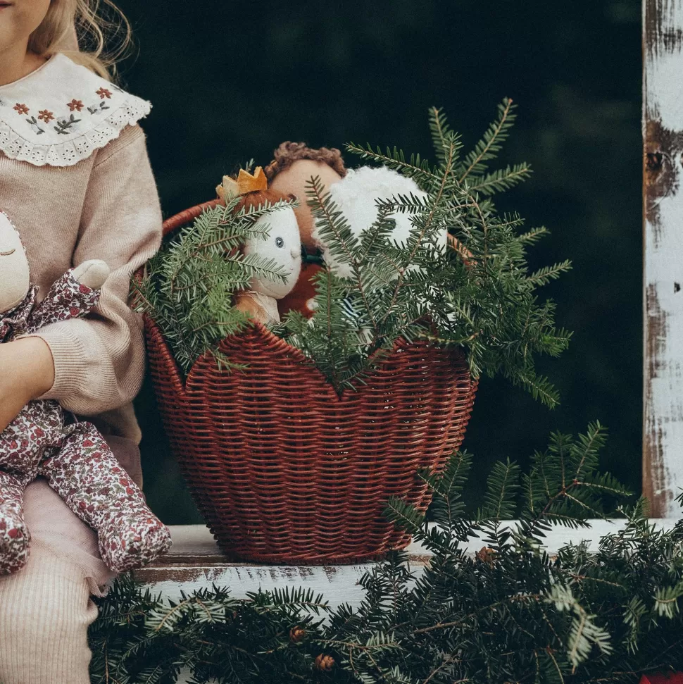 Kids Olli Ella Outdoor Play | To Carry<Rattan Poinsettia Carry Basket - Red